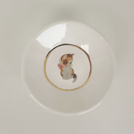 White Dish Featuring Vintage Artwork & Hook for Hanging - Flirty Kitten | Jessica Walker