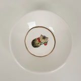 White Dish Featuring Vintage Artwork & Hook for Hanging - Sleeping Kitten | Jessica Walker