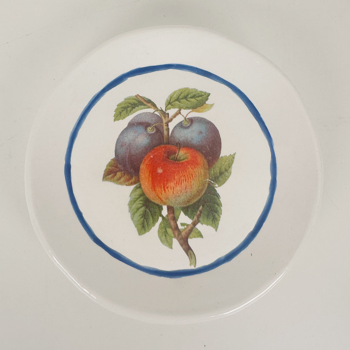 White Dish Featuring Vintage Artwork & Hook for Hanging - Apples & Plums | Jessica Walker