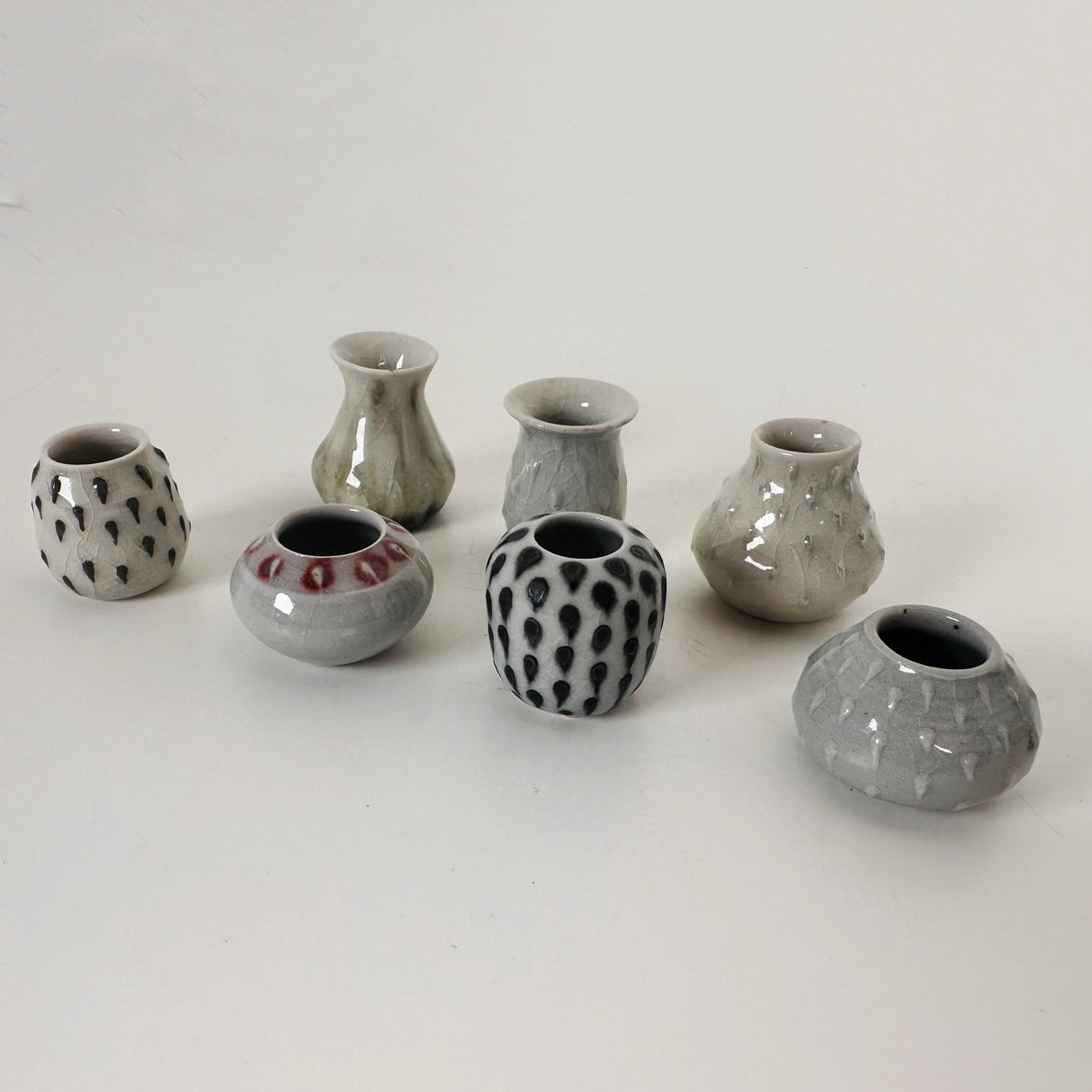 Dotted & Textured Miniature Stoneware Vases | Amy Sanders de Melo
