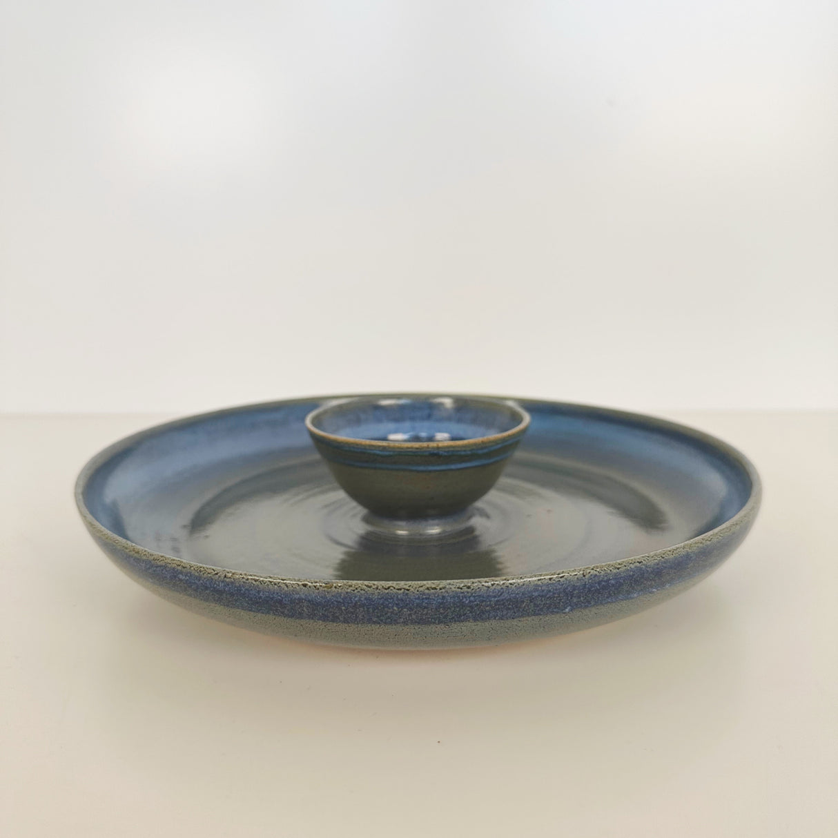 Small Light Denim Chip and Dip | Pottery by Mike