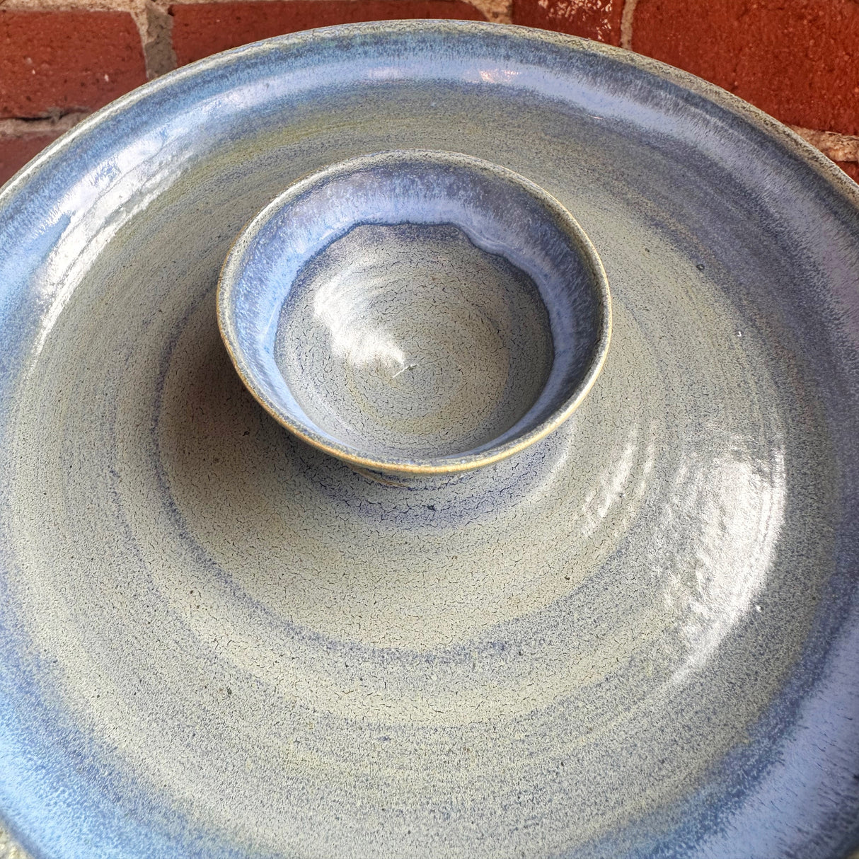 Small Light Denim Chip and Dip | Pottery by Mike
