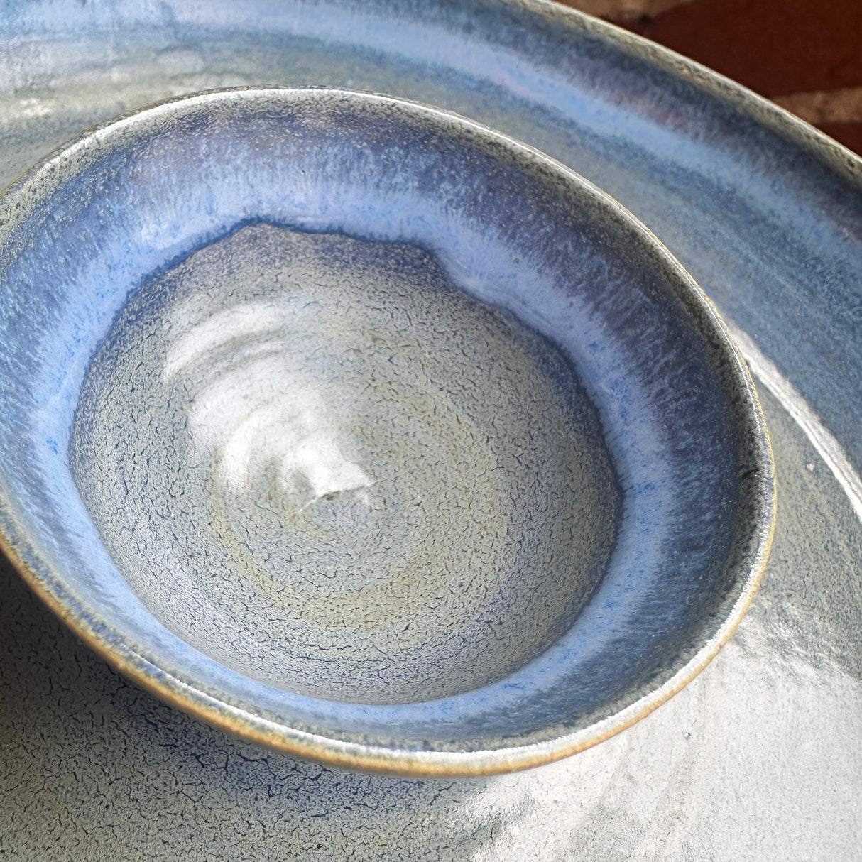 Small Light Denim Chip and Dip | Pottery by Mike