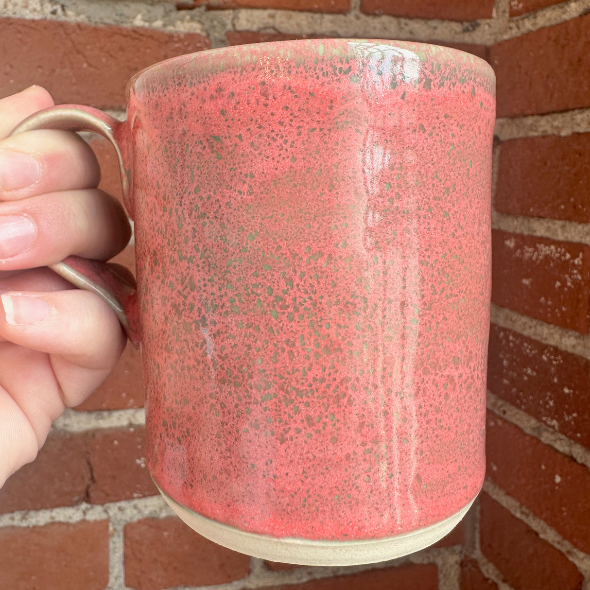 Red and Lime Speckled Mug | Pottery by Mike