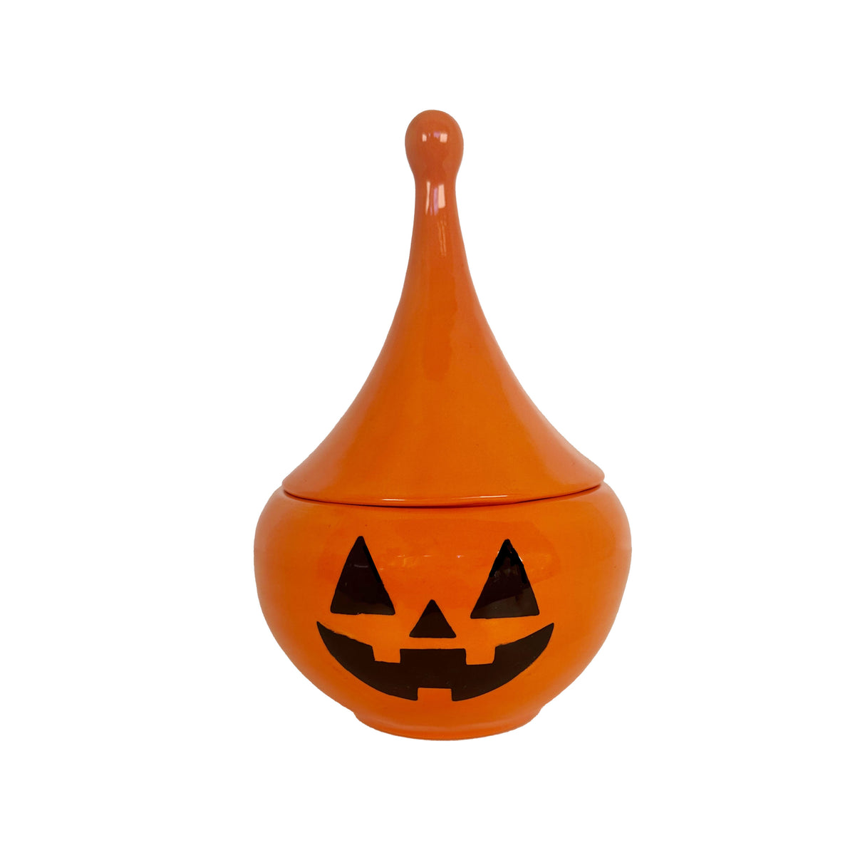 Jack-O'-Lantern Teardrop Jar in Tiki Orange