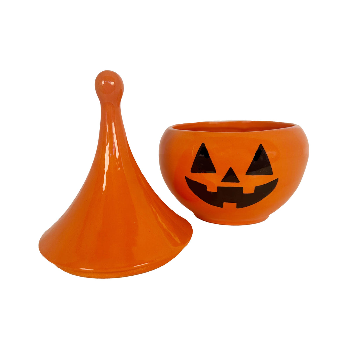 Jack-O'-Lantern Teardrop Jar in Tiki Orange