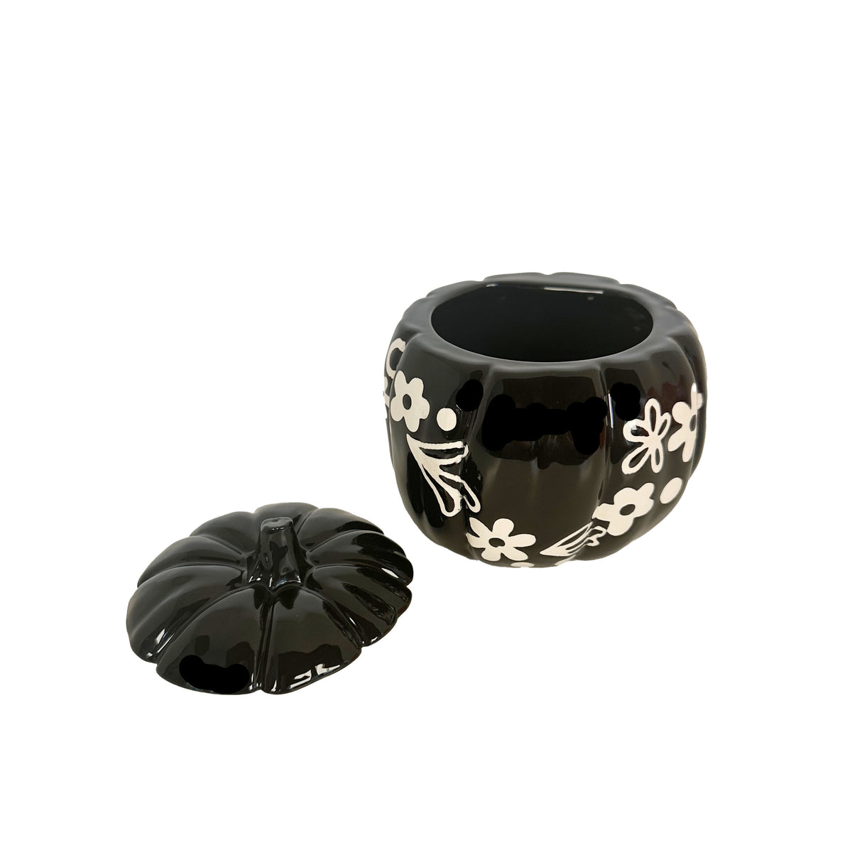 Crazy Daisy Pumpkin Jars in Black