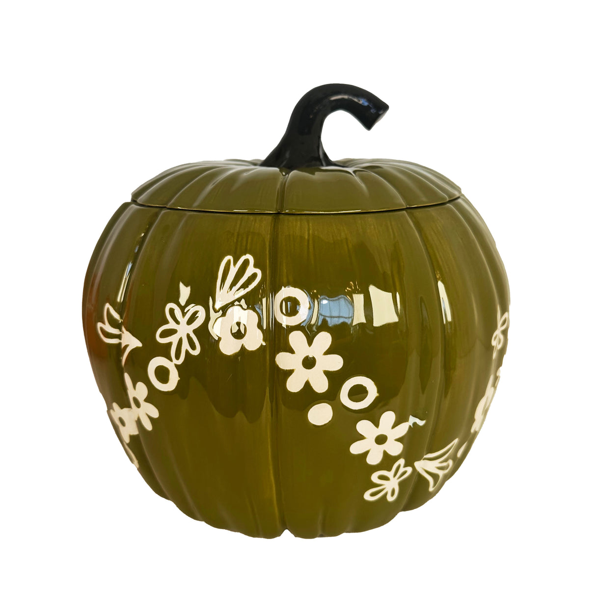 Crazy Daisy Pumpkin Jars in Martini Green