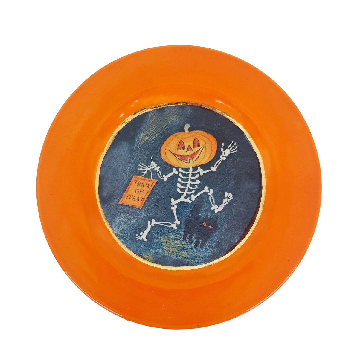 The Trick-or-Treater Spooky Plate with 22k Gold Accents