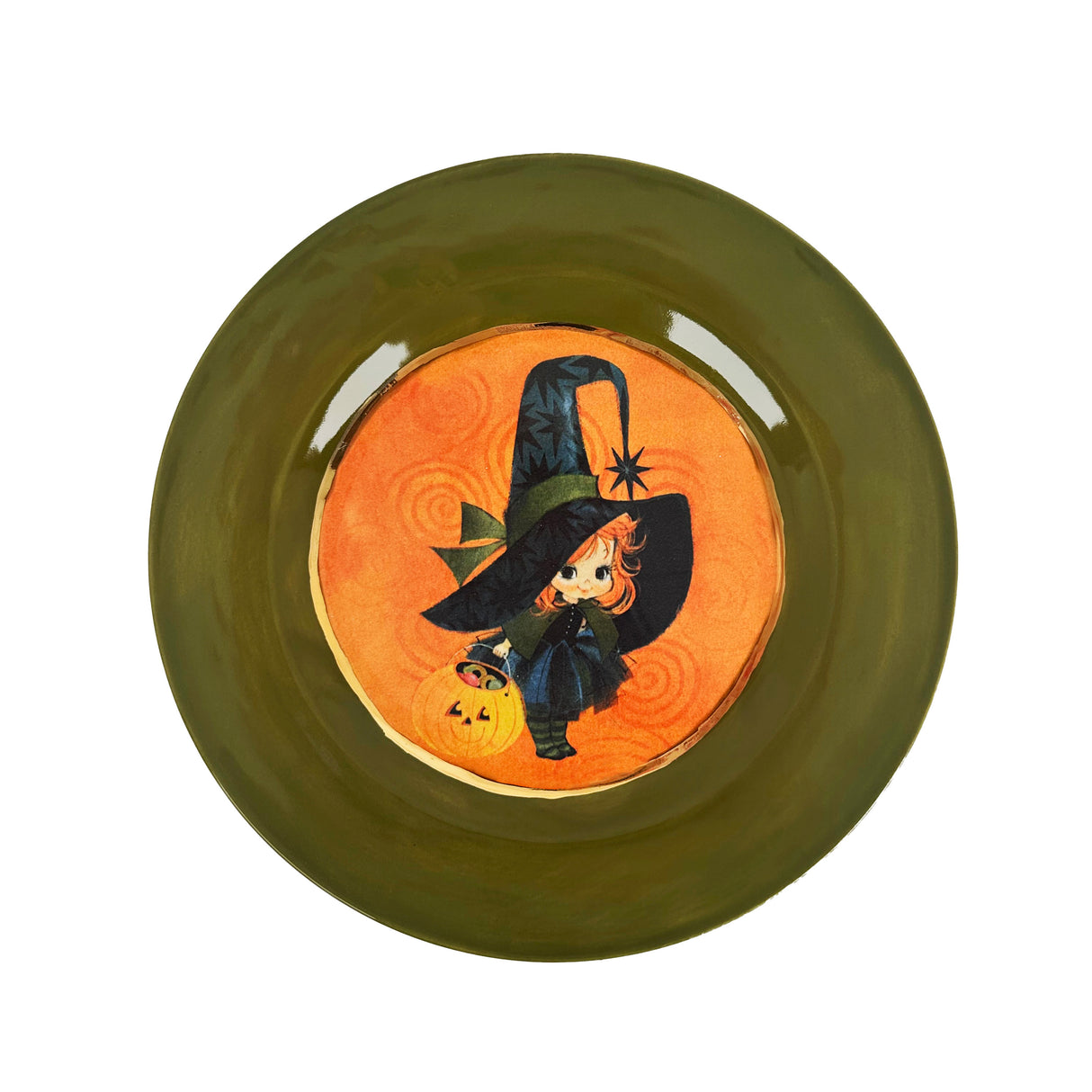 The Little Witch Spooky Plate with 22k Gold Accents