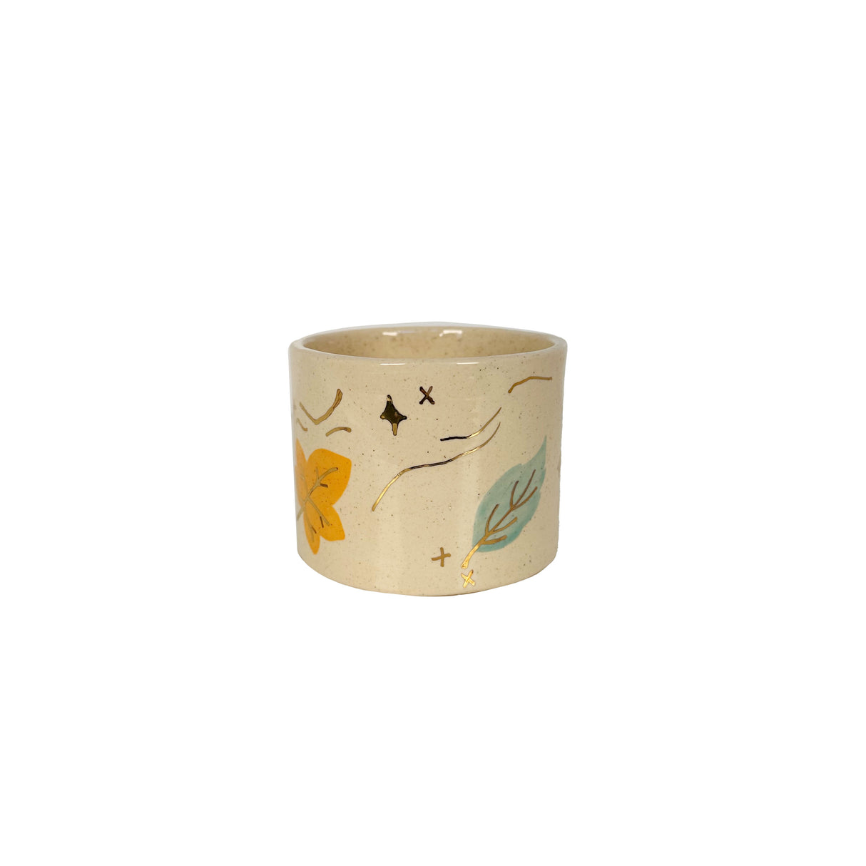 Wind & Leaves Speckled Vases with 22k Gold Accents and Optional Hand Poured Candle