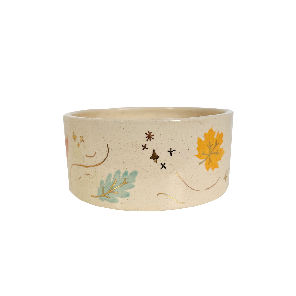 Wind & Leaves Speckled Vases with 22k Gold Accents and Optional Hand Poured Candle