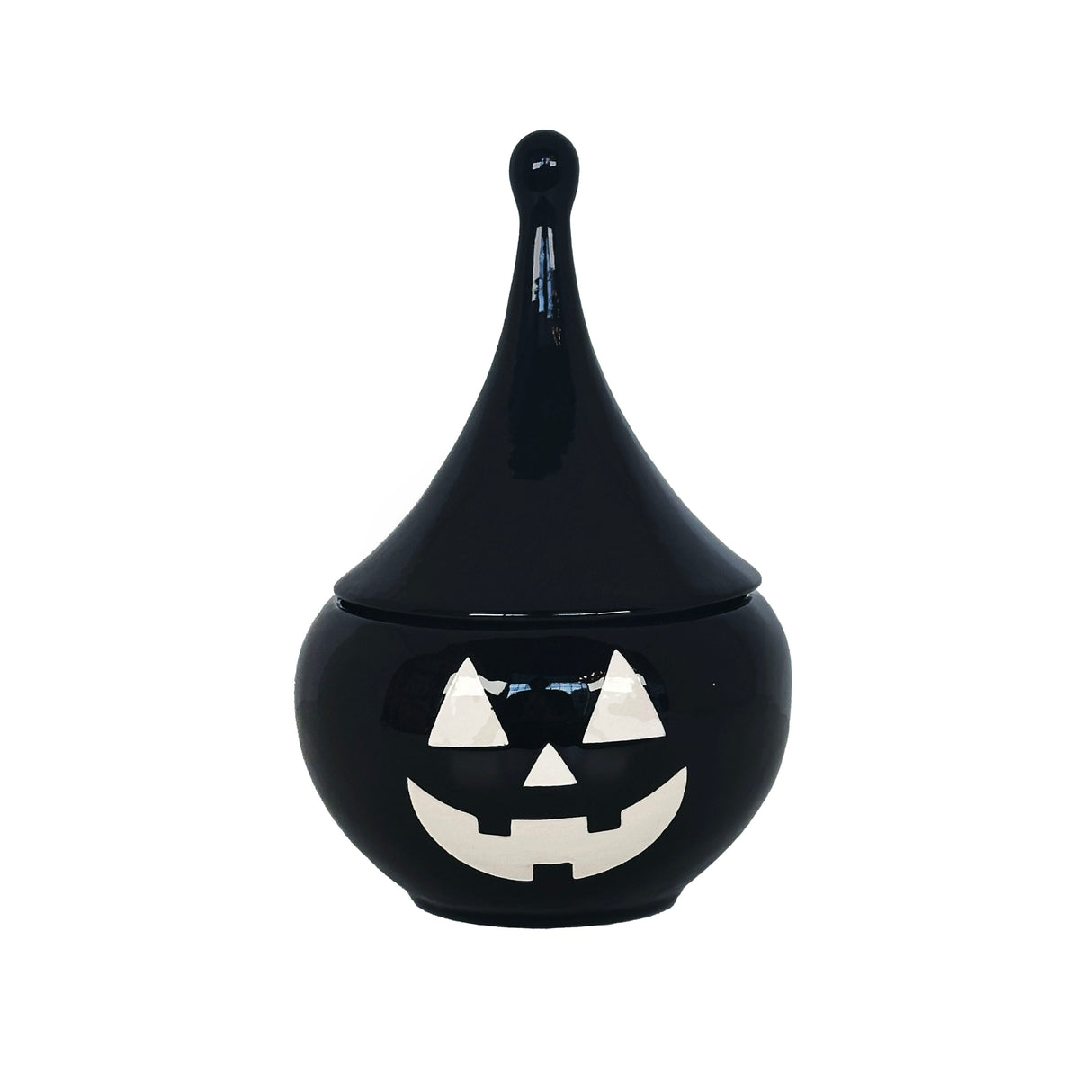 Jack-O'-Lantern Teardrop Jar in Black