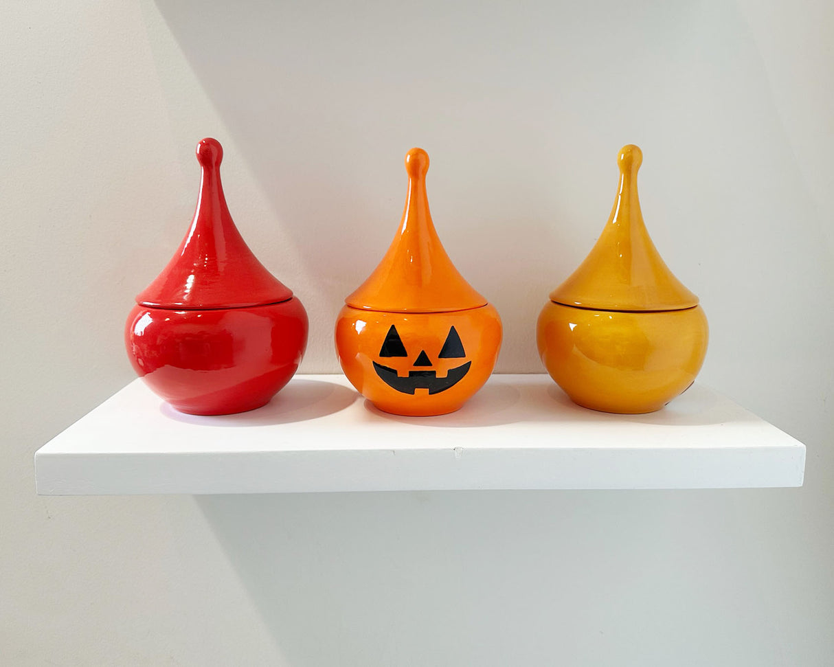 Jack-O'-Lantern Teardrop Jar in Tiki Orange