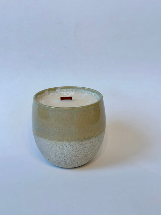 Hand Painted Stoneware Tumbler Cinnamon Bun Candle | Made from Muck