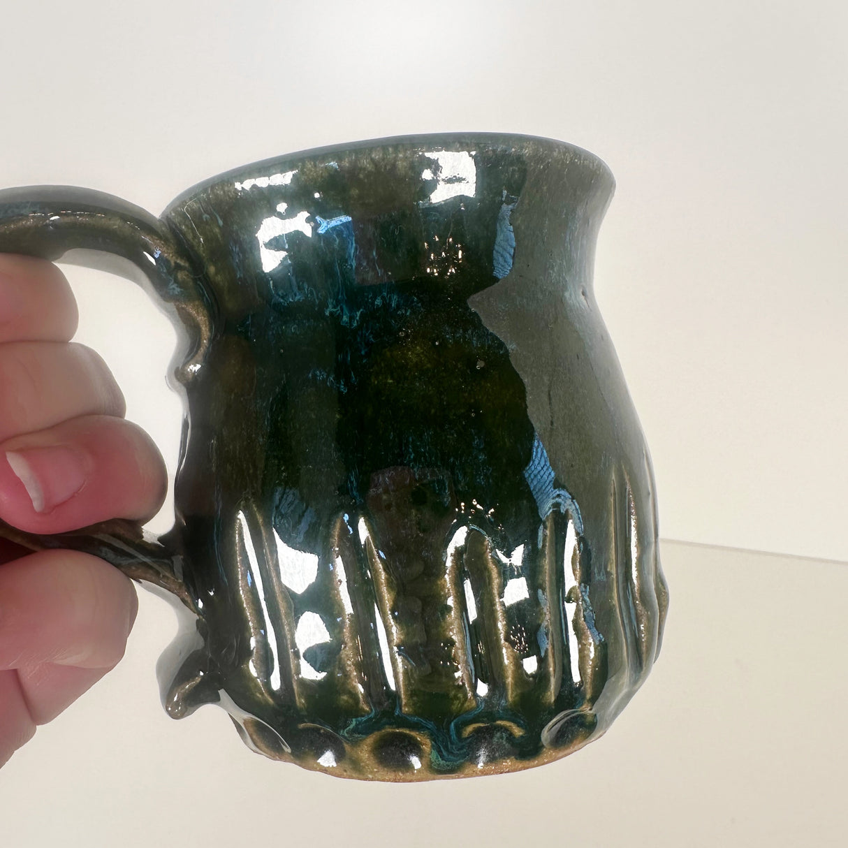 Mossy Green Carved Mug | Bunnyfoot Pottery