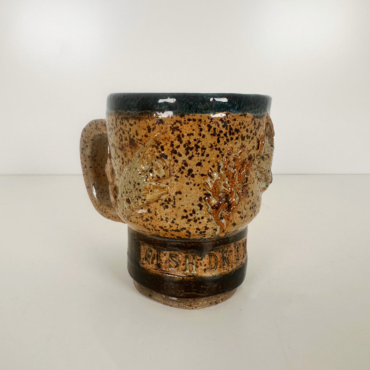 Fish Drink Tea Speckled Protest Mug | Bunnyfoot Pottery
