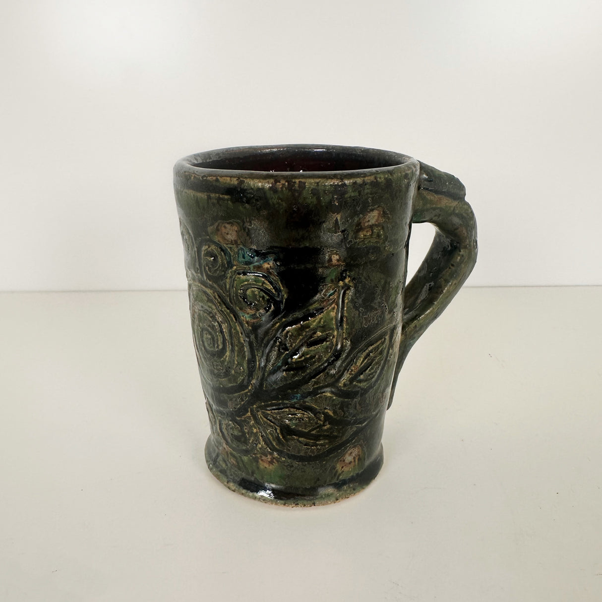Tall Carved Swirl Protest Flower Mug | Bunnyfoot Pottery