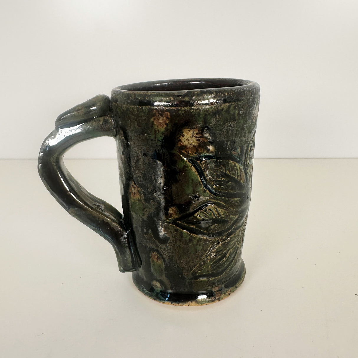 Tall Carved Swirl Protest Flower Mug | Bunnyfoot Pottery