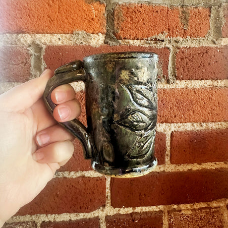 Tall Carved Swirl Protest Flower Mug | Bunnyfoot Pottery