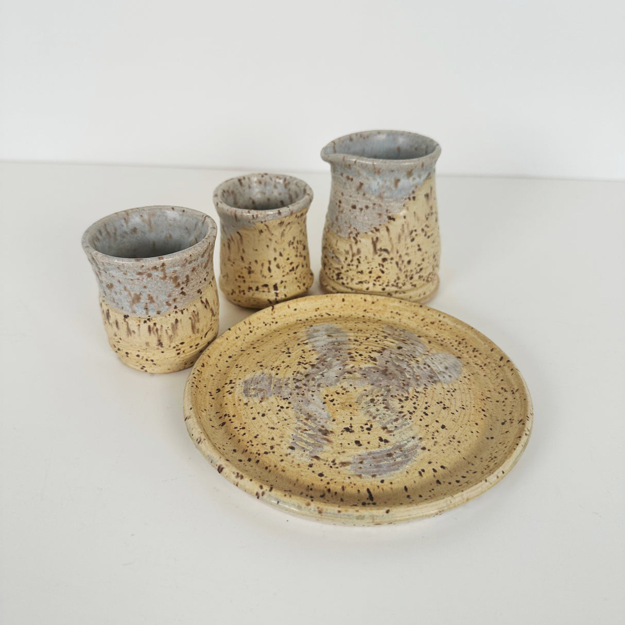 Speckled and Light Blue Sake Set | Bunnyfoot Pottery