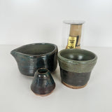 Iron and Green Matcha Set with Matcha Whisk | Bunnyfoot Pottery