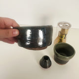 Iron and Green Matcha Set with Matcha Whisk | Bunnyfoot Pottery