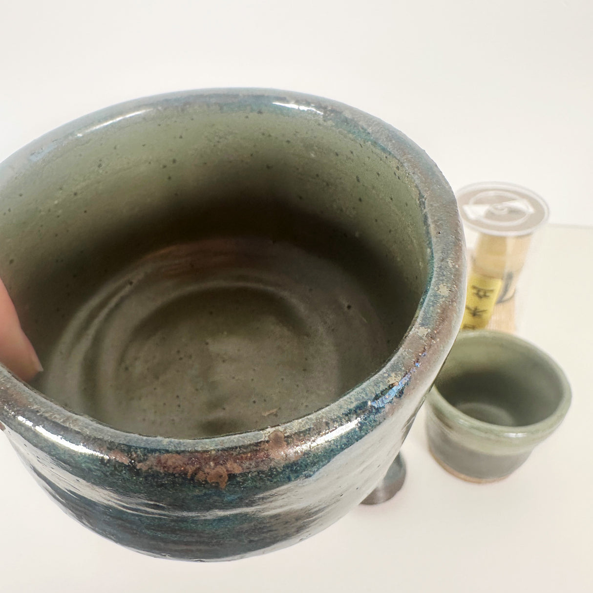 Iron and Green Matcha Set with Matcha Whisk | Bunnyfoot Pottery