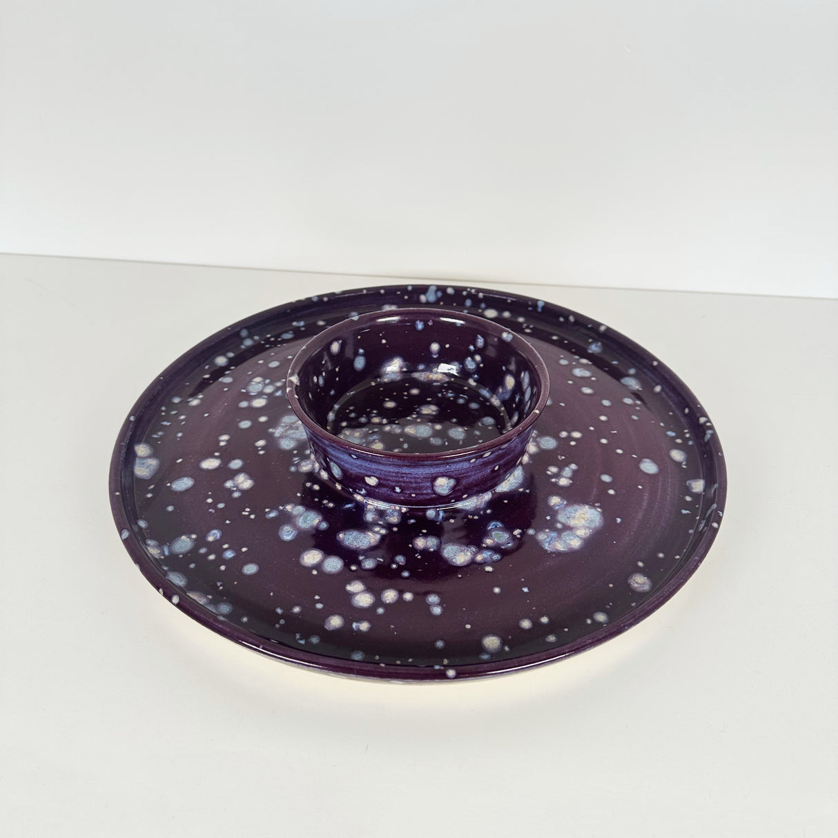 Large Purple Speckled Chip N' Dip | Pottery by Mike
