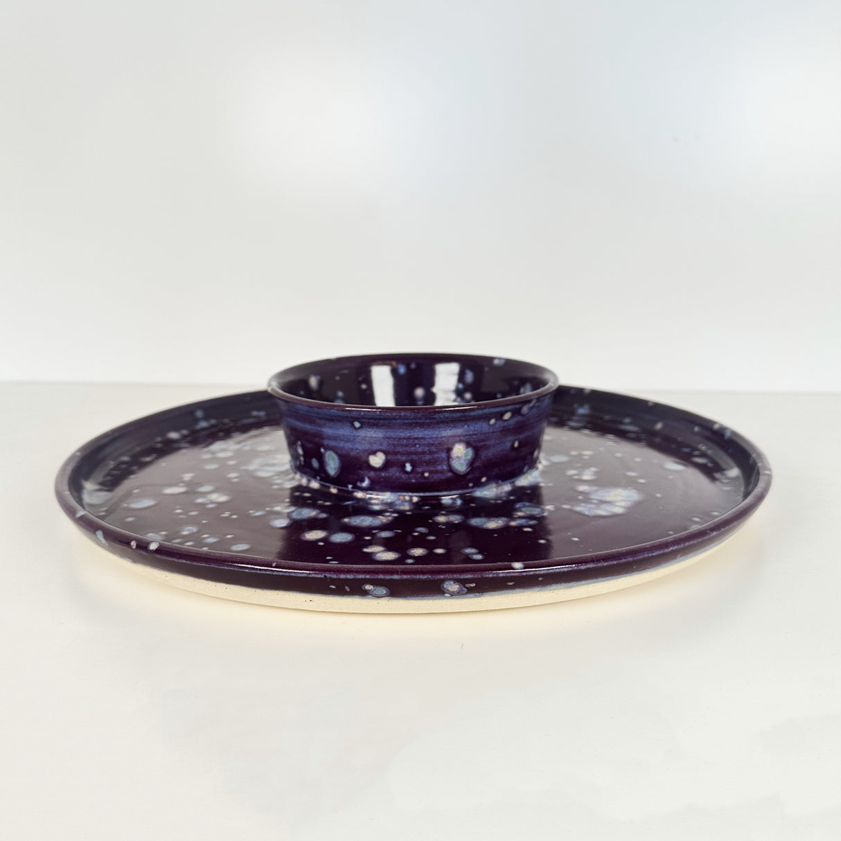 Large Purple Speckled Chip N' Dip | Pottery by Mike