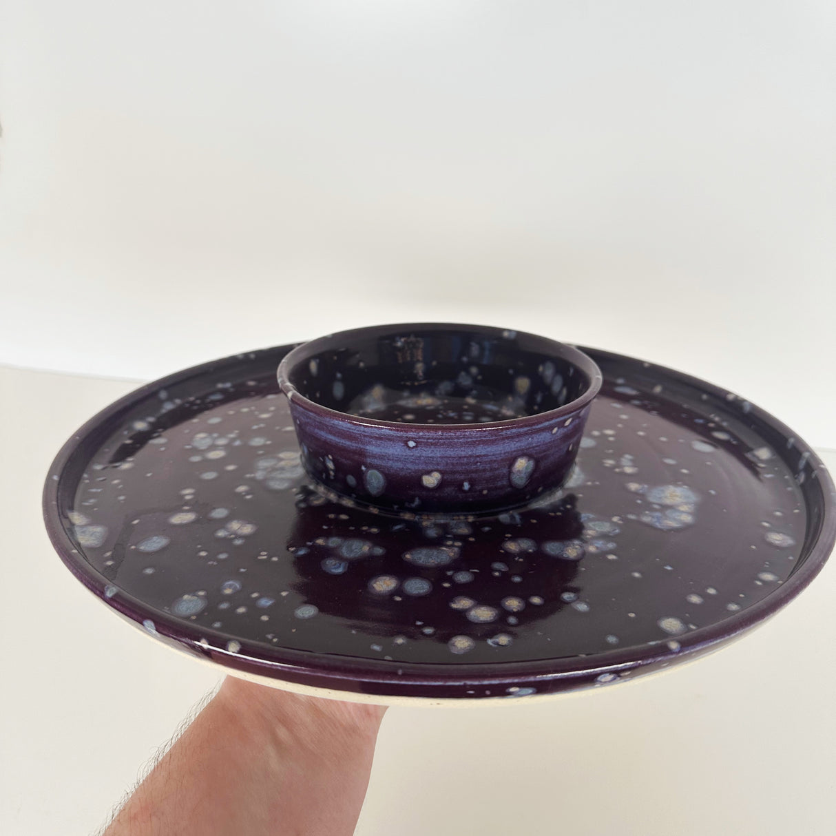 Large Purple Speckled Chip N' Dip | Pottery by Mike