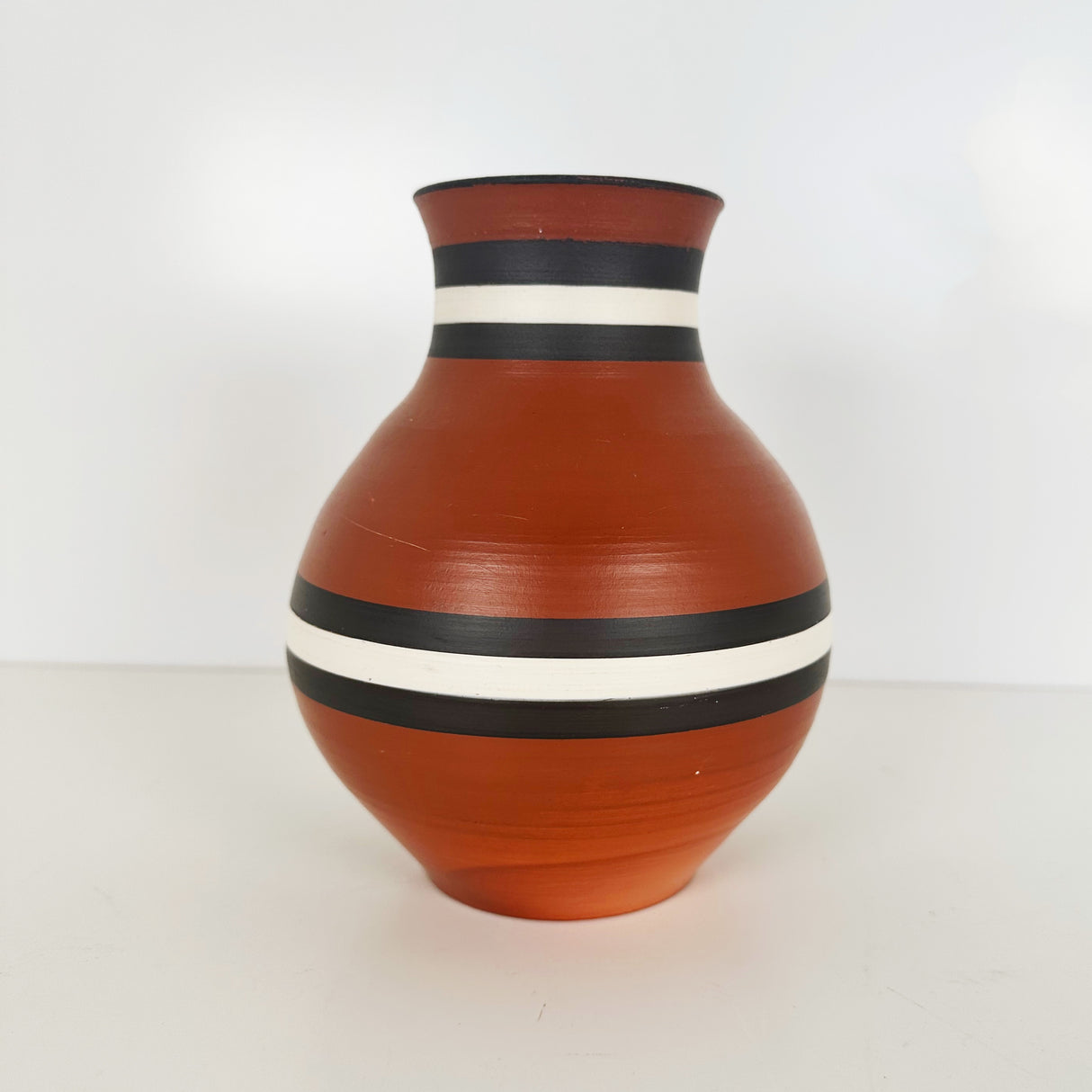 Earthy Terra Cotta Striped Vase | Pottery by Mike