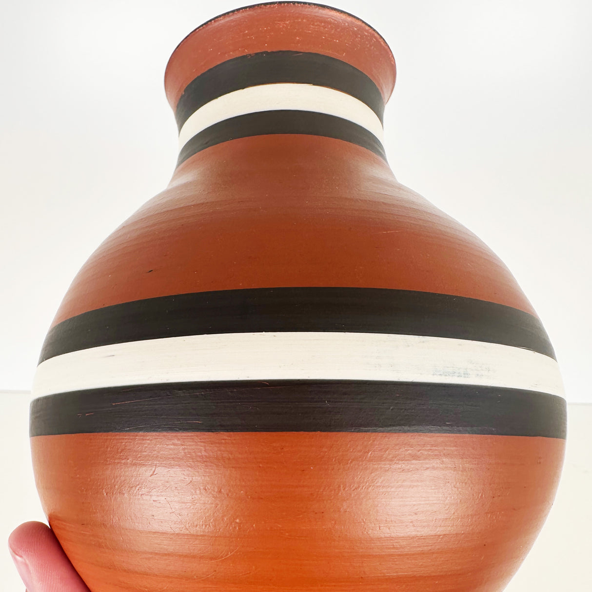 Earthy Terra Cotta Striped Vase | Pottery by Mike