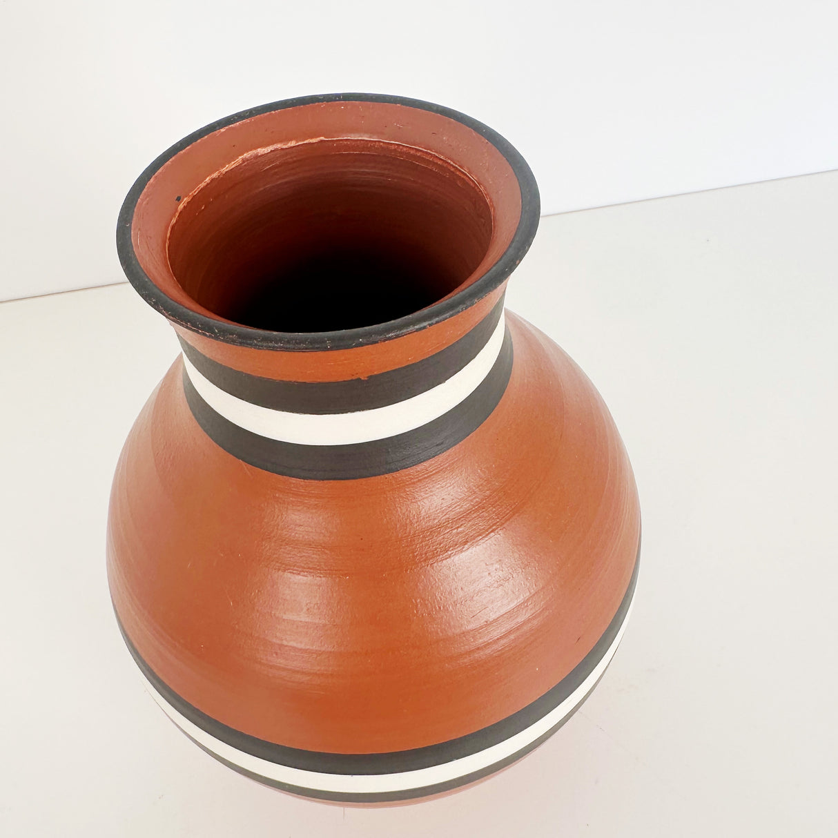 Earthy Terra Cotta Striped Vase | Pottery by Mike