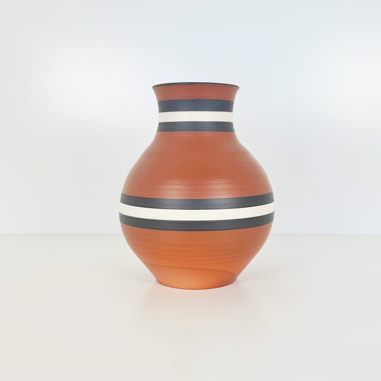 Earthy Terra Cotta Striped Vase | Pottery by Mike