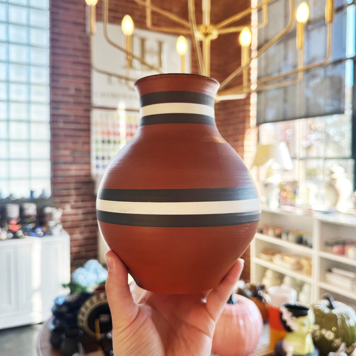 Earthy Terra Cotta Striped Vase | Pottery by Mike