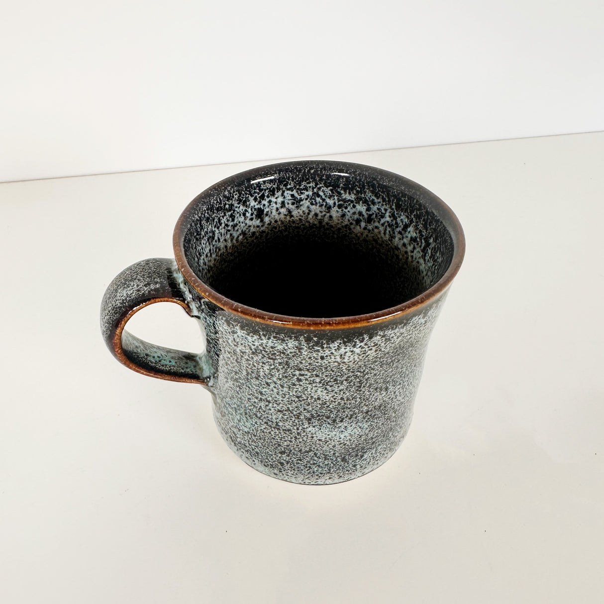 Speckled Light Blue and Navy Mug with Brown Rim | Pottery by Mike