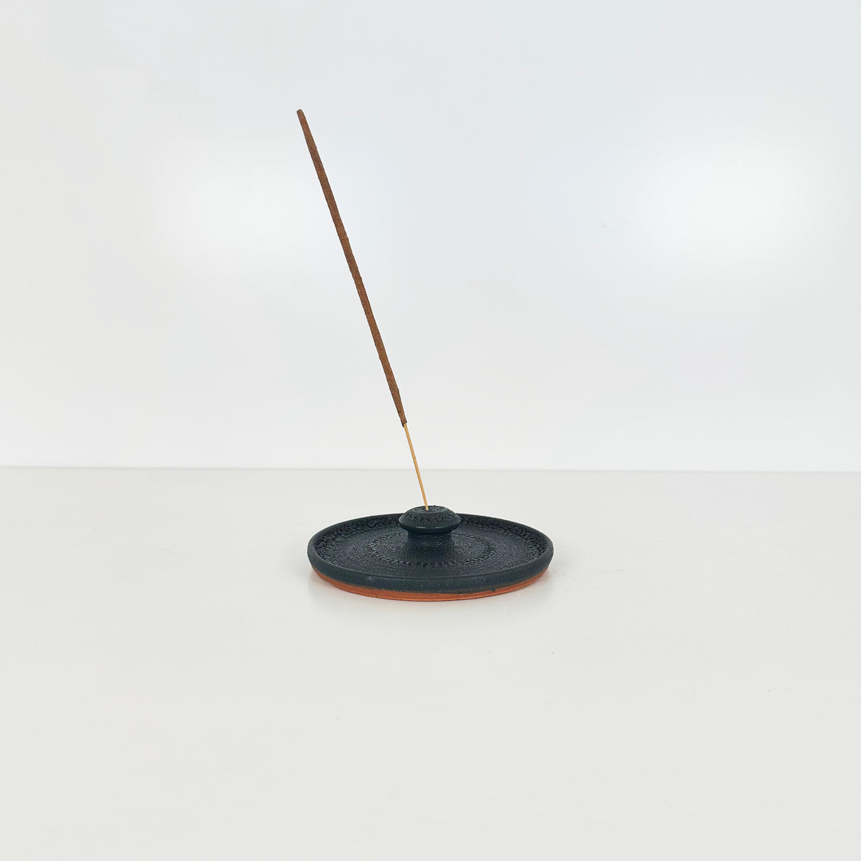 All Over Black Crackle Incense Holder | Pottery by Mike
