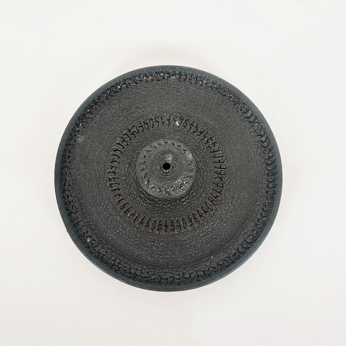 All Over Black Crackle Incense Holder | Pottery by Mike