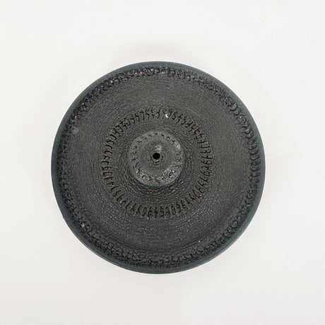 All Over Black Crackle Incense Holder | Pottery by Mike