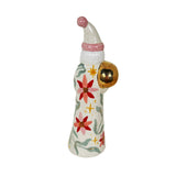 LIMITED EDITION! Handpainted Sparkling Poinsettia and Fern Santa Featuring 22k Gold