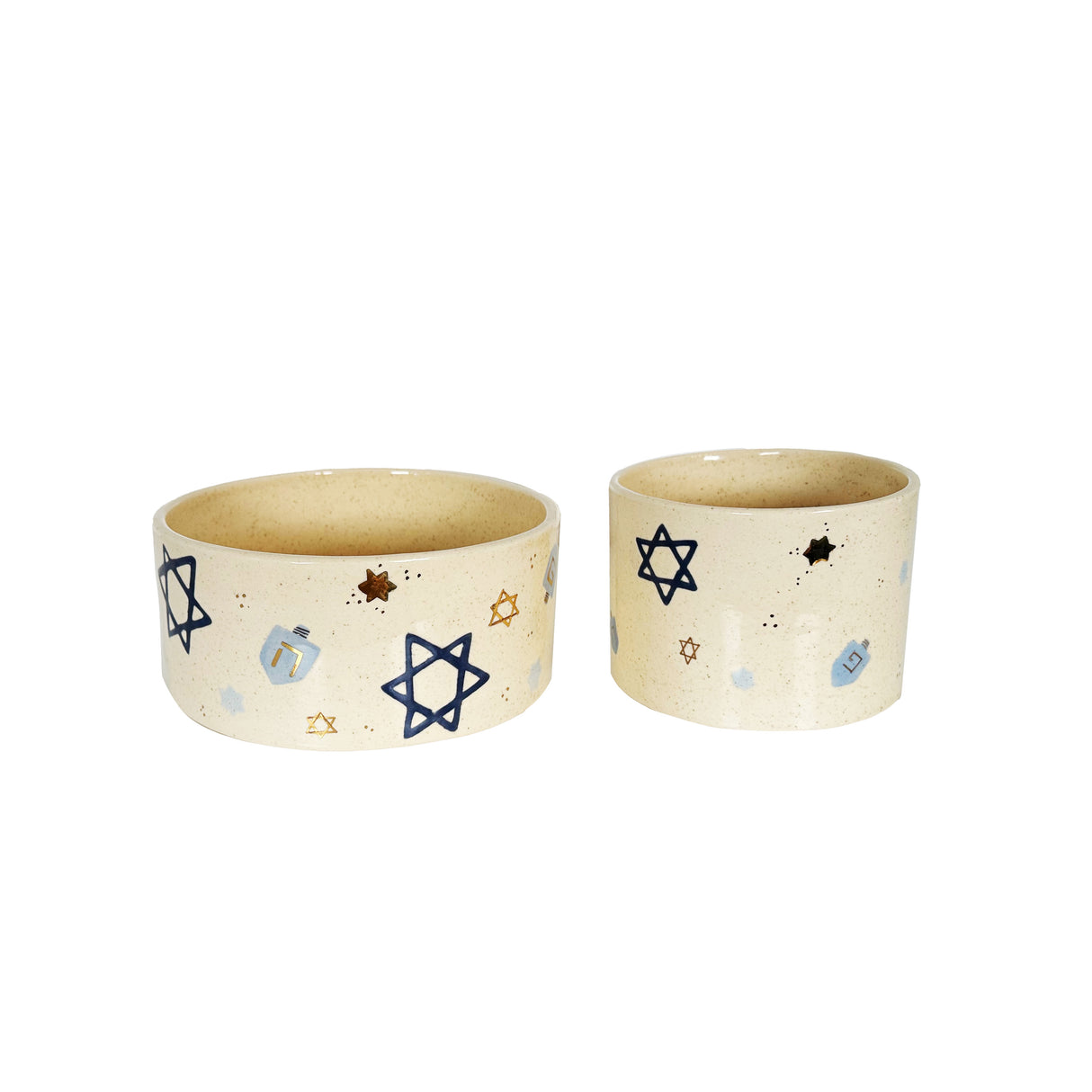Hanukkah Confetti Round Vases Featuring 22k Gold- Available with Optional Handpoured Pure Beeswax Candle