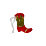 Mini Cowboy Boot Ornament with 22k Gold Details- Classic Red & Martini Green