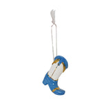 Mini Cowboy Boot Ornament with 22k Gold Details- French Blue & Snowflake White