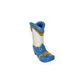 Mini Cowboy Boot Ornament with 22k Gold Details- French Blue & Snowflake White