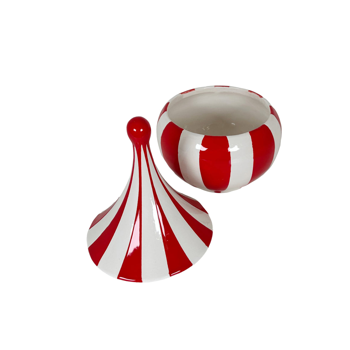 Big Top Stripes Teardrop Jars in Ruby Red
