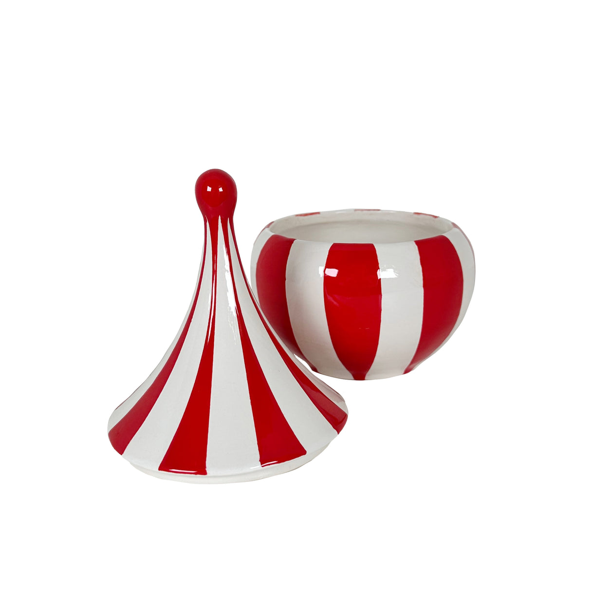 Big Top Stripes Teardrop Jars in Ruby Red