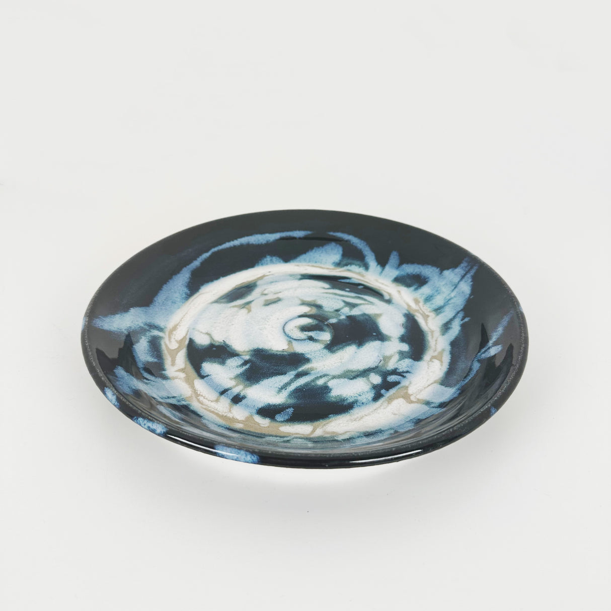 Icy Swirling Blue & White Shallow Bowl | Once & Future Things