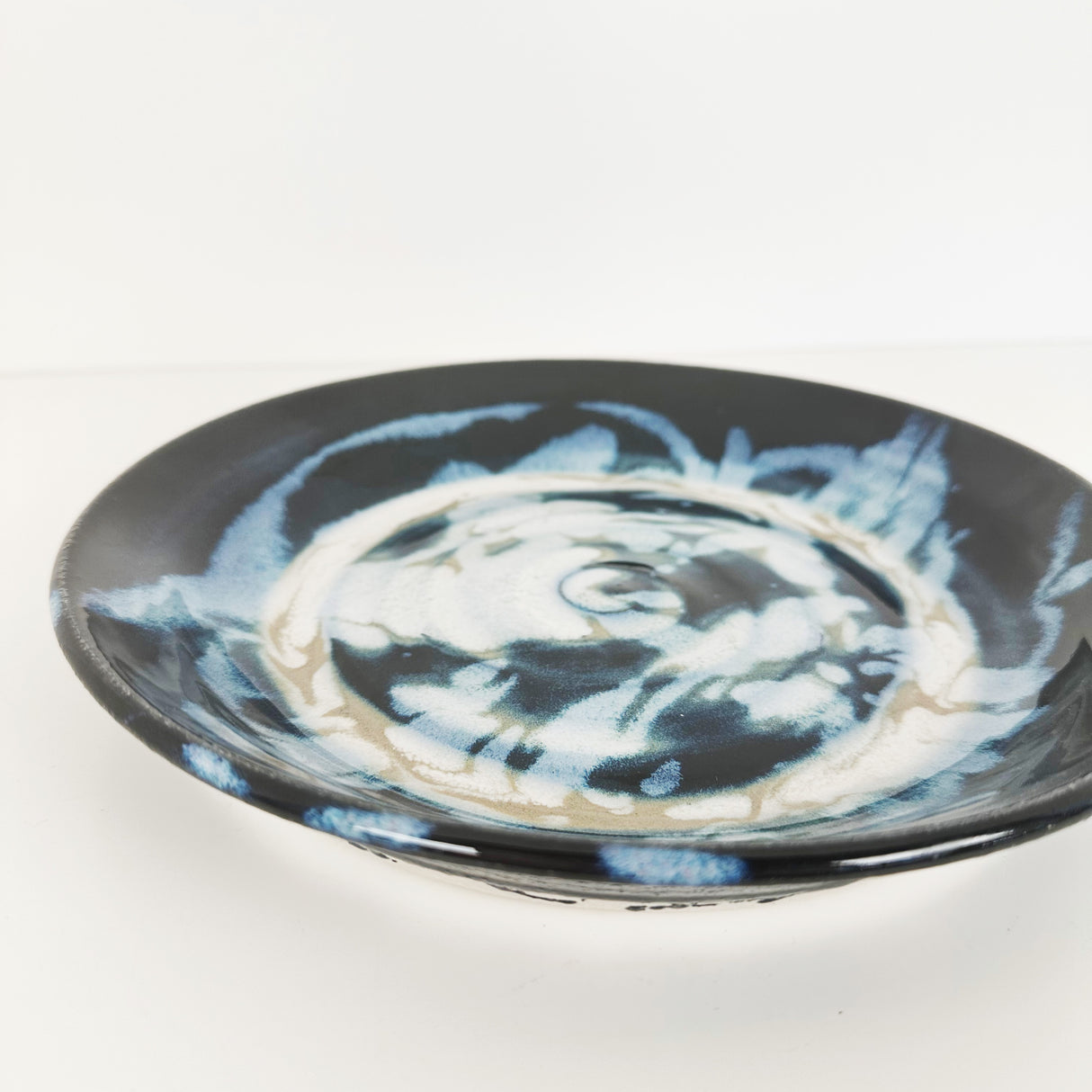 Icy Swirling Blue & White Shallow Bowl | Once & Future Things