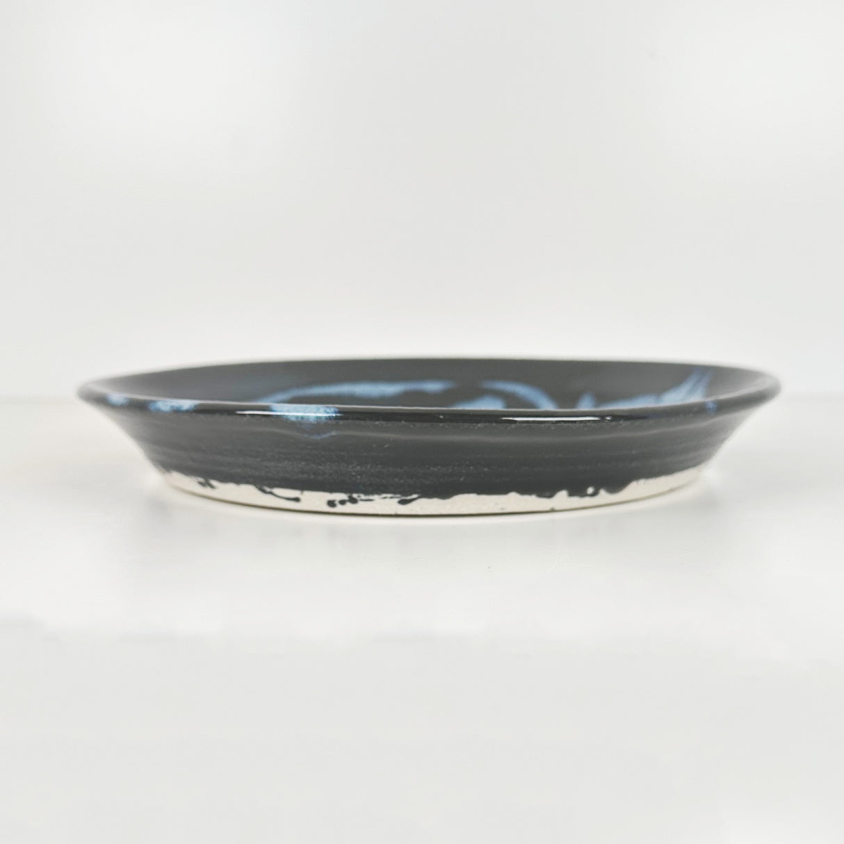 Icy Swirling Blue & White Shallow Bowl | Once & Future Things
